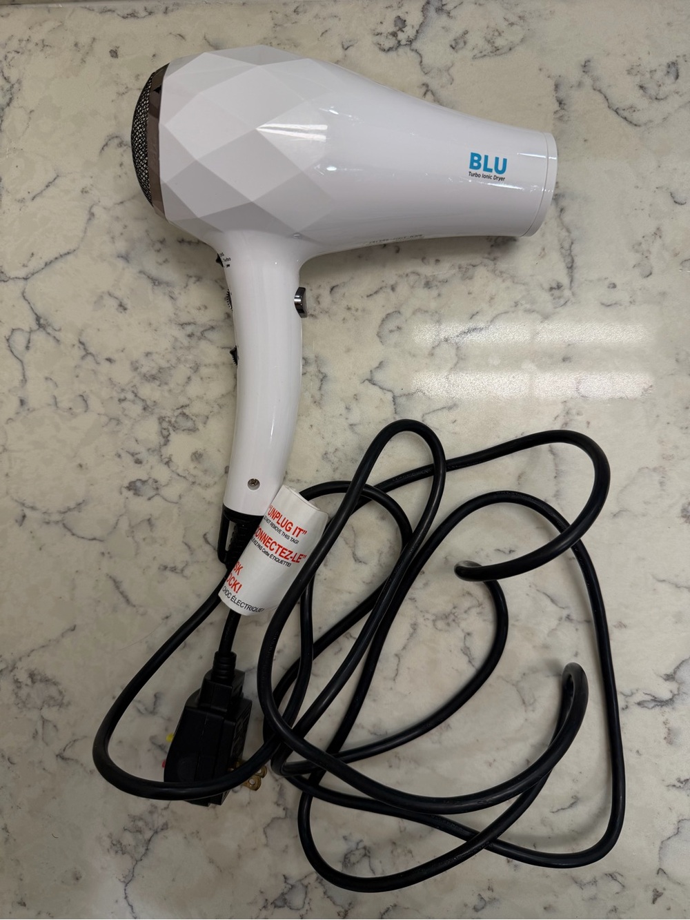 InStyler BLU Turbo Ionic Hair Dryer 1500W White ISHDC1.2-01 Lightweight